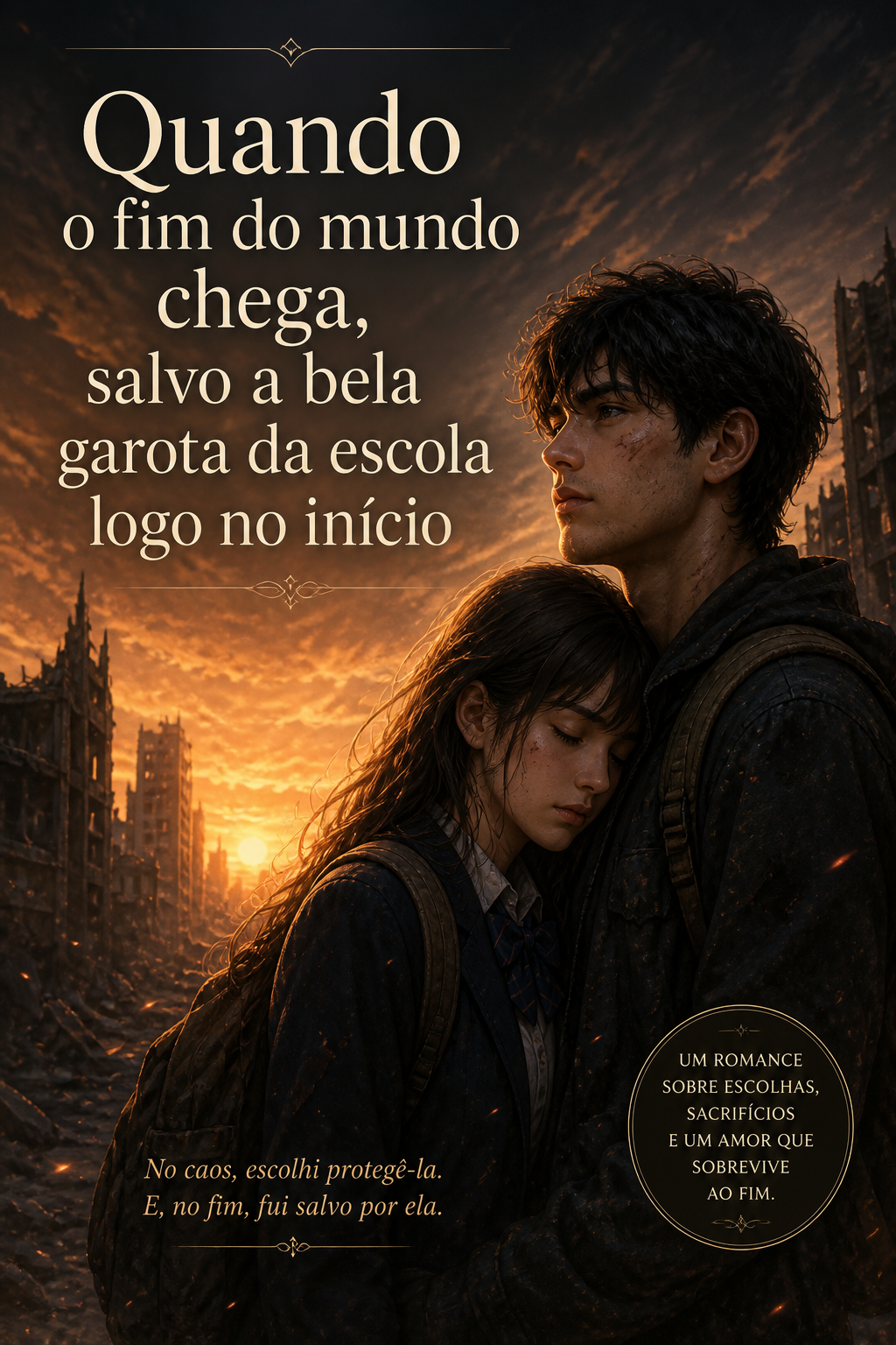 Quando o fim do mundo chega, salvo a bela garota da escola logo no início